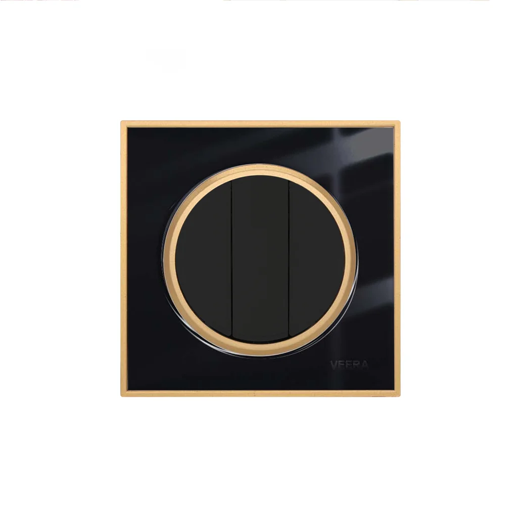 کلید و پریز ویرا مدل آلفا کلاسیک مشکی طلایی - تصویر 4