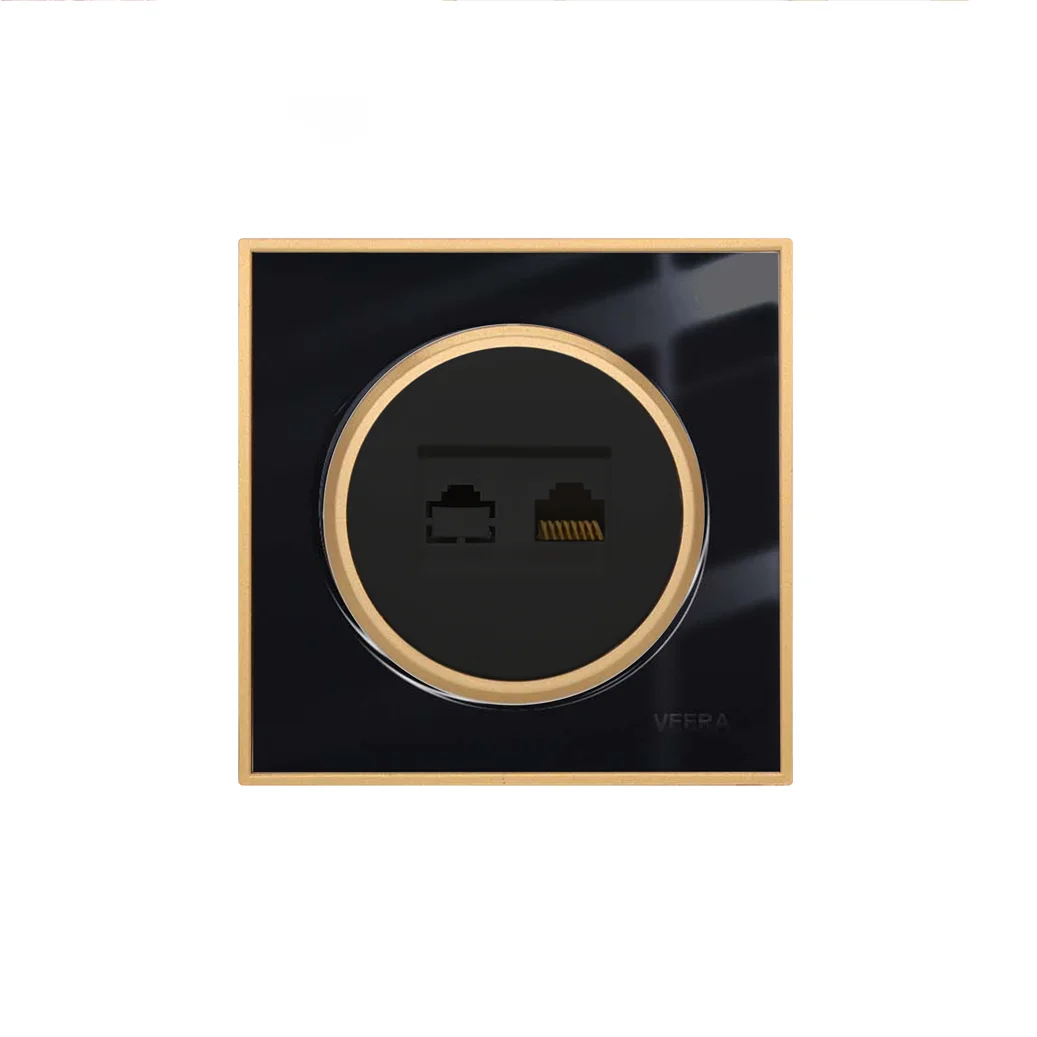 کلید و پریز ویرا مدل آلفا کلاسیک مشکی طلایی - تصویر 5