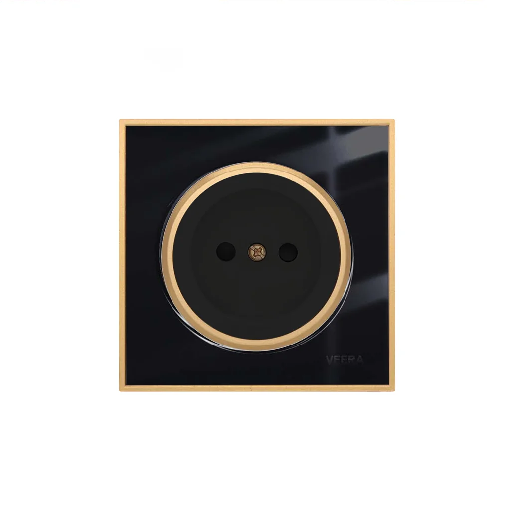 کلید و پریز ویرا مدل آلفا کلاسیک مشکی طلایی - تصویر 7