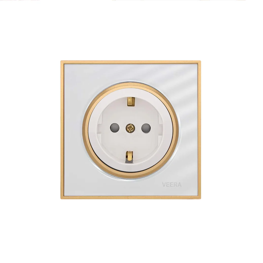 کلید و پریز ویرا مدل آلفا کلاسیک سفید طلایی - تصویر 6