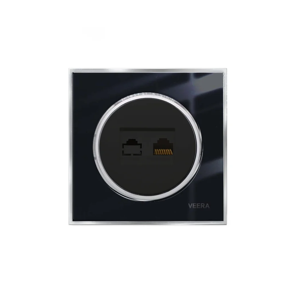 کلید و پریز ویرا مدل آلفا کلاسیک مشکی استیل - تصویر 5