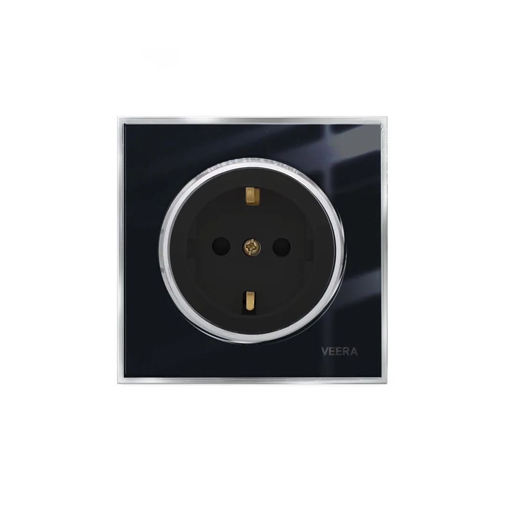 کلید و پریز ویرا مدل آلفا کلاسیک مشکی استیل - تصویر 6